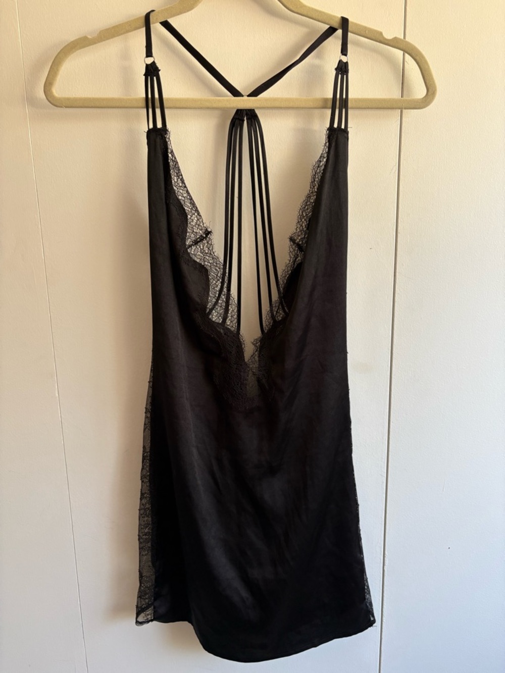 Victoria’s Secret Black Lace-Trim Slip Dress - Women Intimates